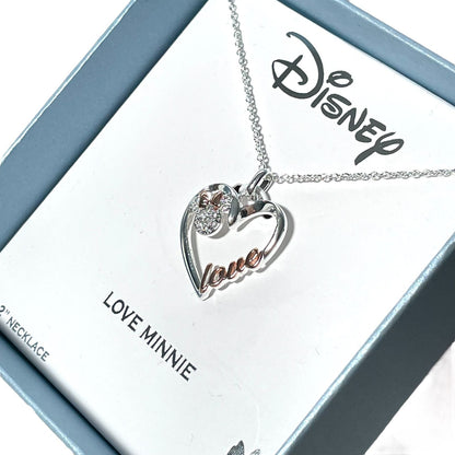 Collar Disney Plateado de Corazón "Love Minnie"